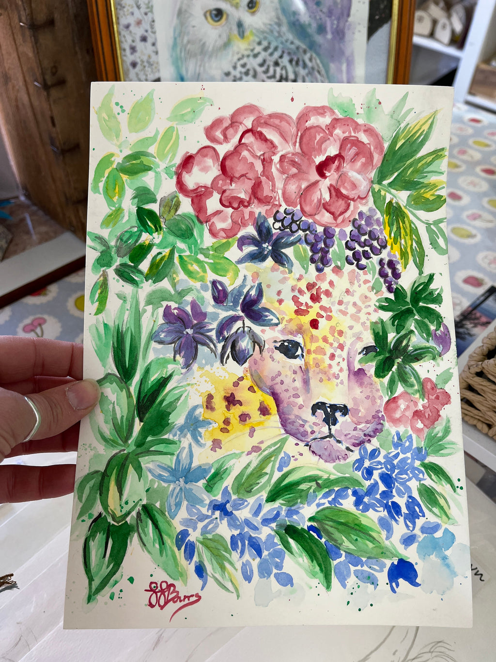 Original Painting Leopard watercolour-The Wild Fig &amp; Fern
