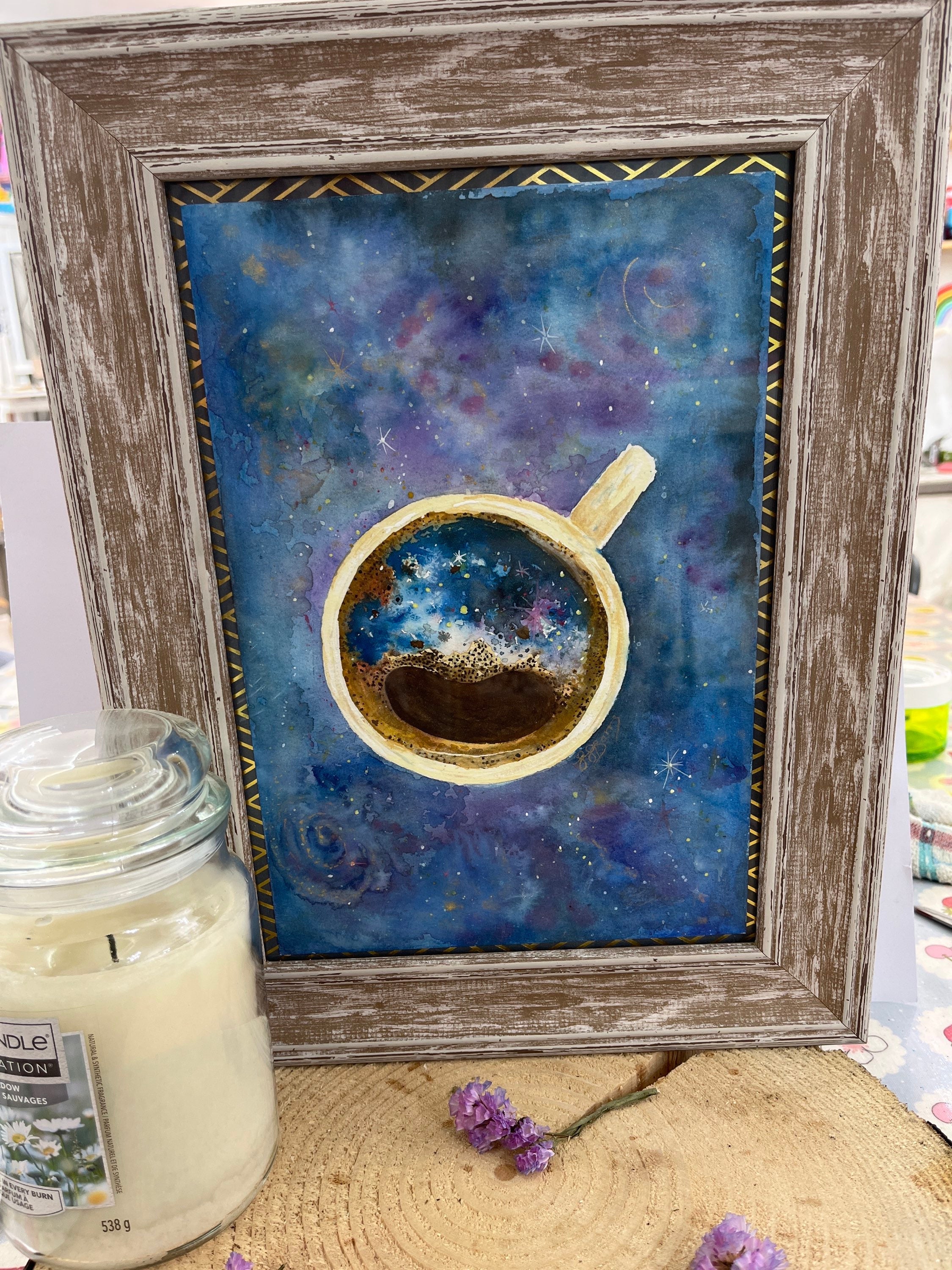 Original Painting universe coffee watercolour-The Wild Fig &amp; Fern