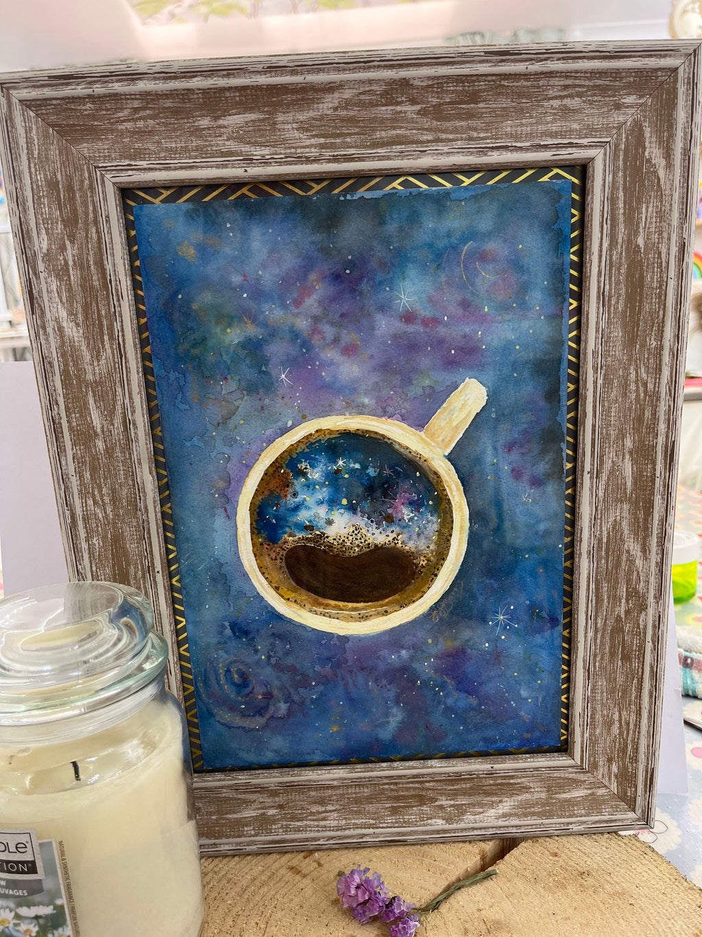 Original Painting universe coffee watercolour-The Wild Fig &amp; Fern