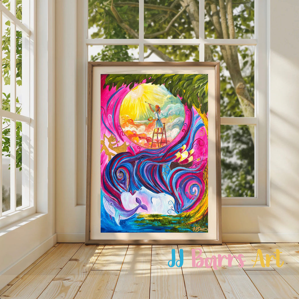 Paint your own Destiny JJ Barrs using colourful acrylicl fine art Painting Print-The Wild Fig &amp; Fern