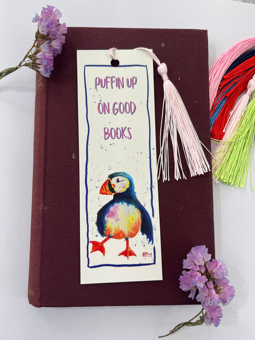 Puffin bookmark, puffin up on good books. Art Unique Bookmark-The Wild Fig &amp; Fern