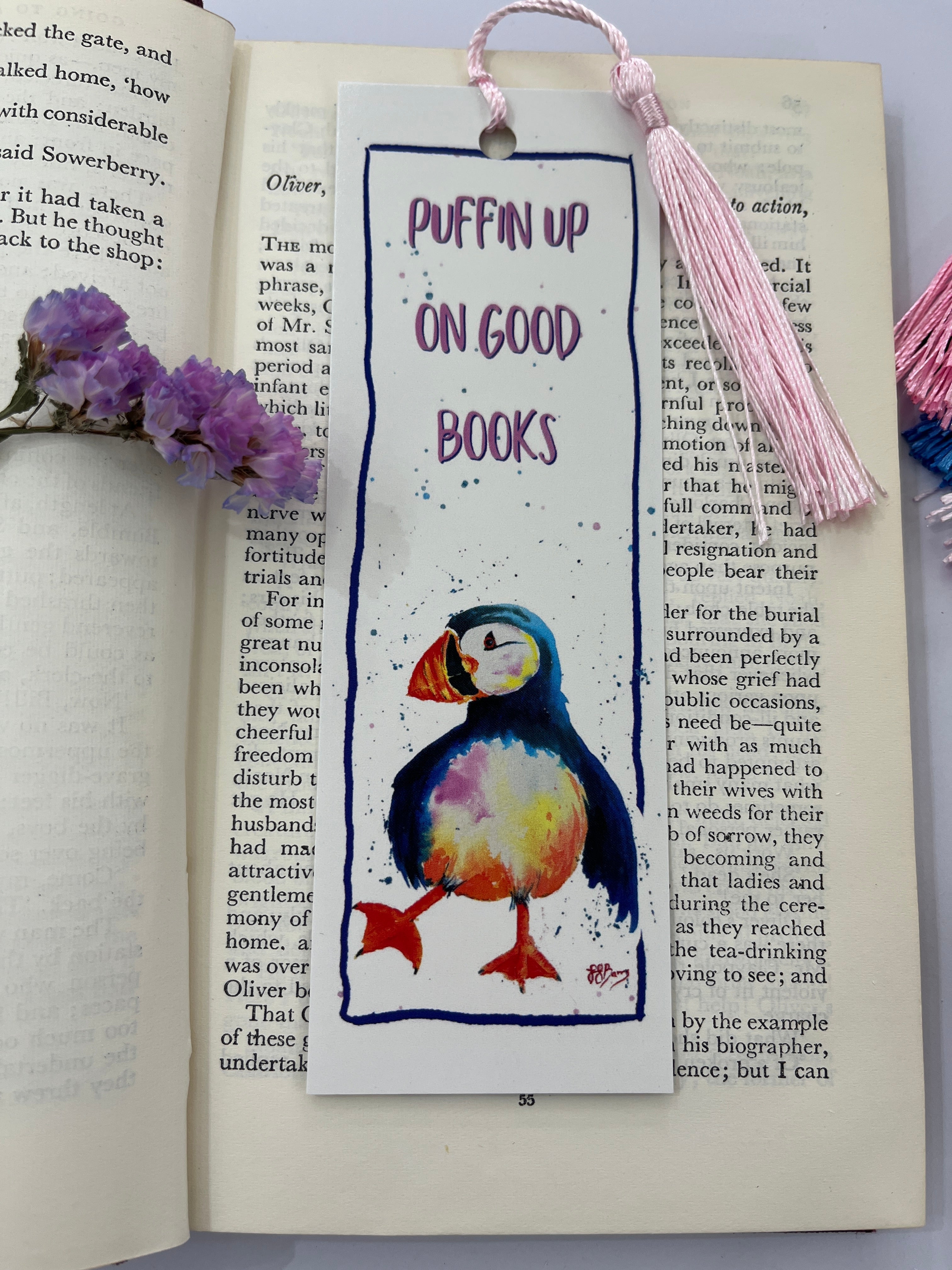 Puffin bookmark, puffin up on good books. Art Unique Bookmark-The Wild Fig &amp; Fern