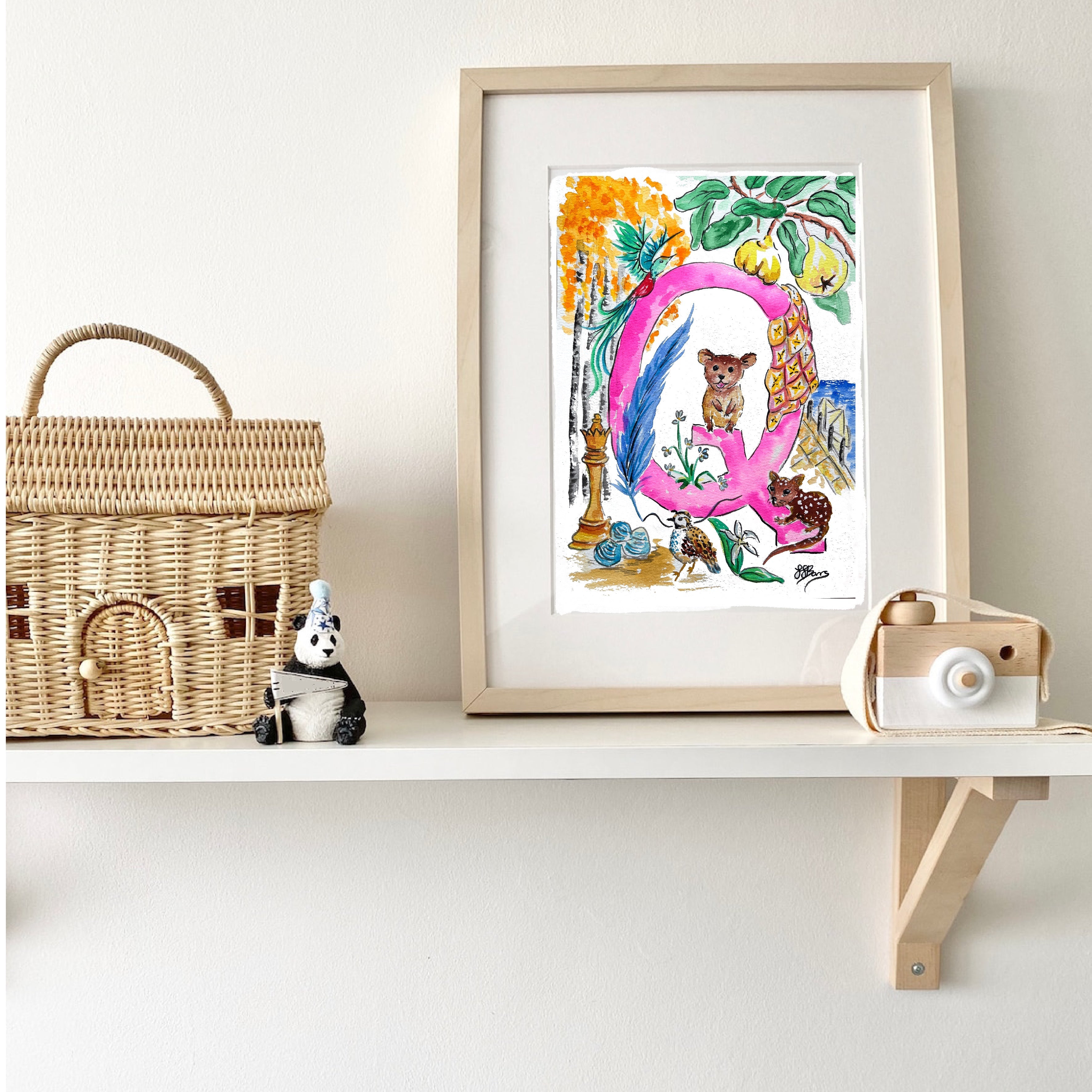 *Q* A4/A3 Custom Name And Letter, Watercolour Art Print-The Wild Fig &amp; Fern