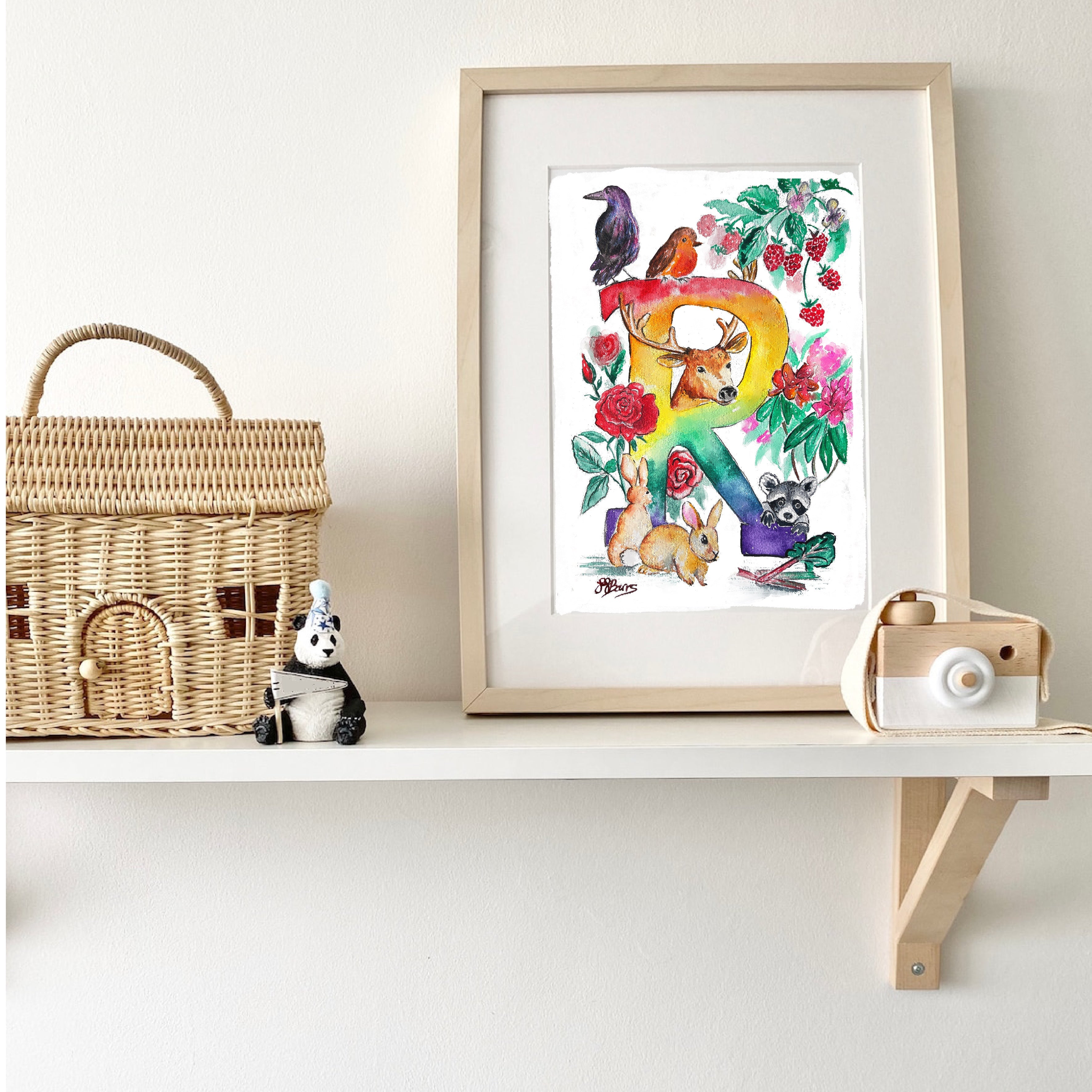 *R* A4/A3 Custom Name And Letter, Watercolour Art Print-The Wild Fig &amp; Fern