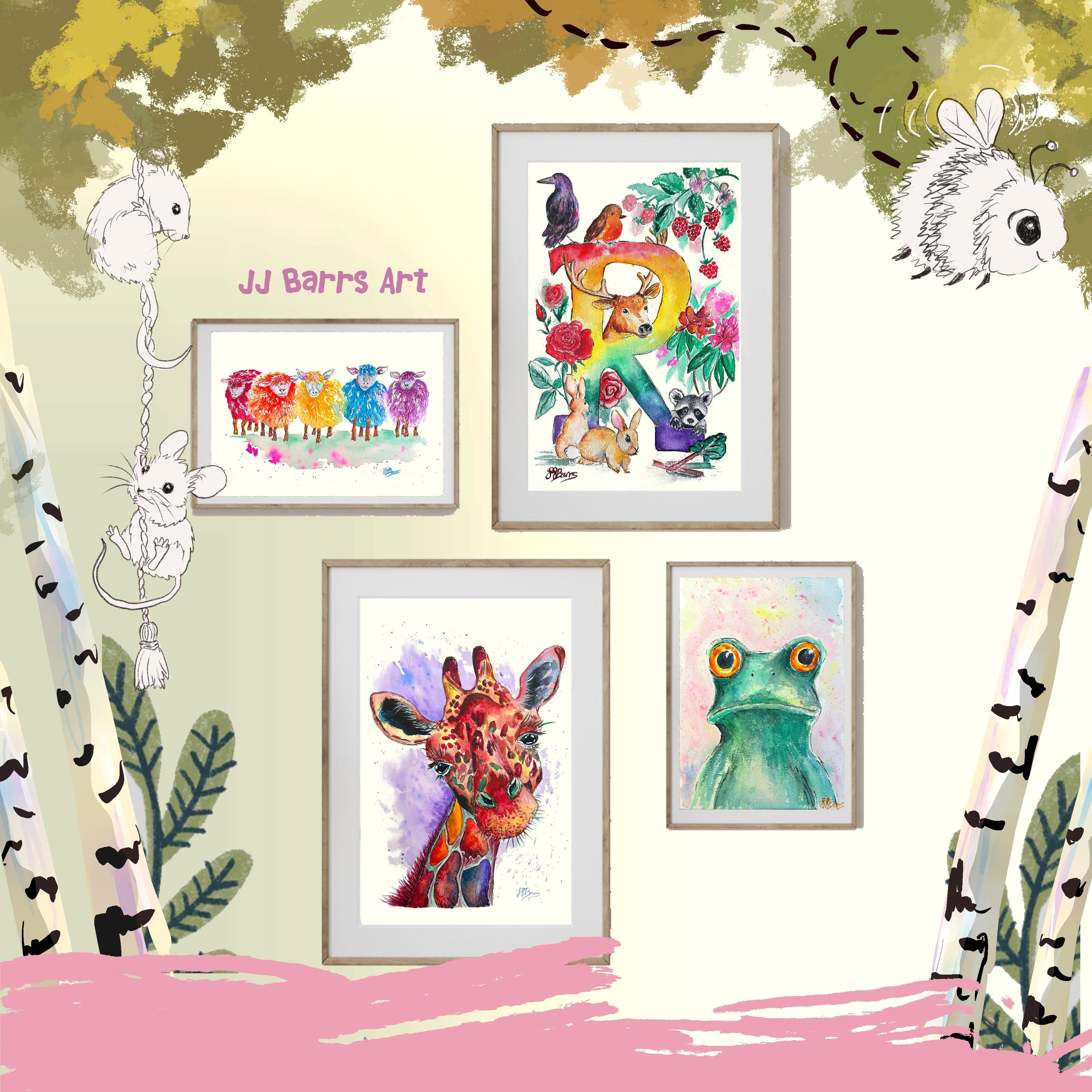 *R* A4/A3 Custom Name And Letter, Watercolour Art Print-The Wild Fig &amp; Fern