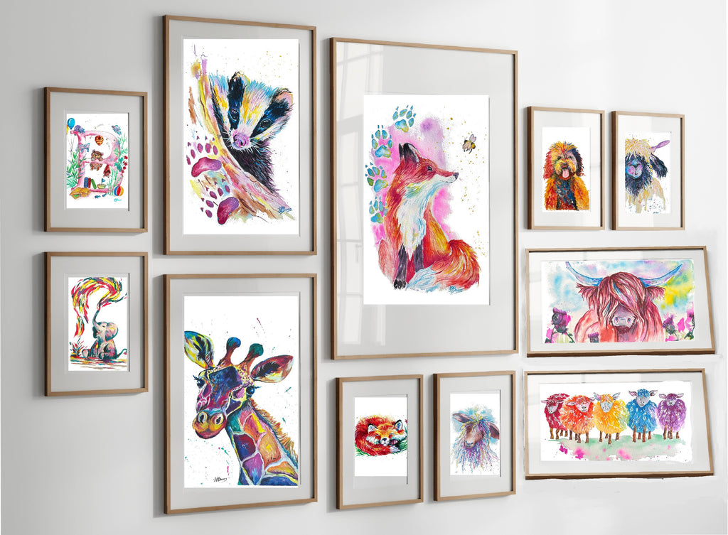 Rainbow Sheep Watercolour Painting Prints by JJ Barrs-The Wild Fig &amp; Fern