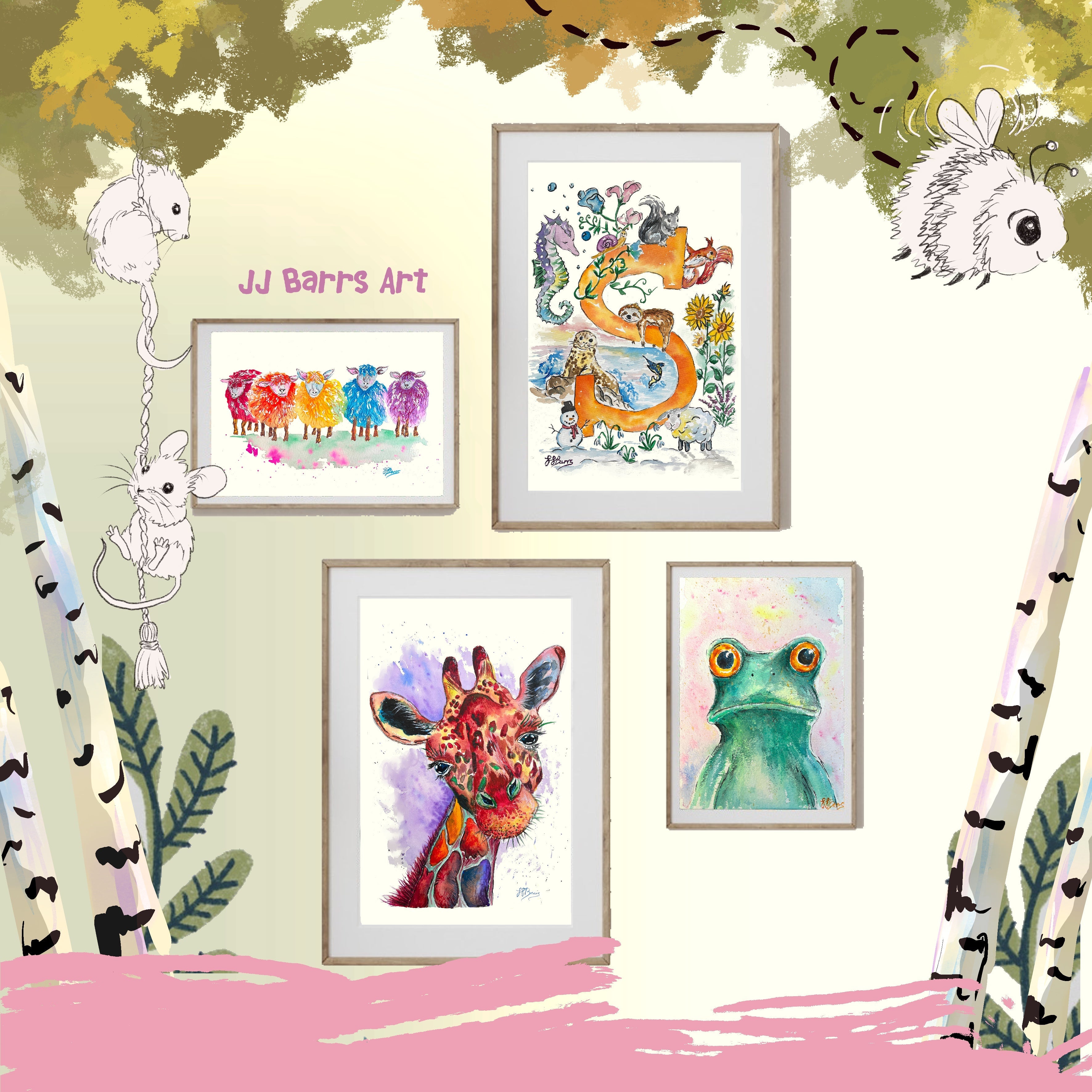 *S* A4/A3 Custom Name And Letter, Watercolour Art Print-The Wild Fig &amp; Fern