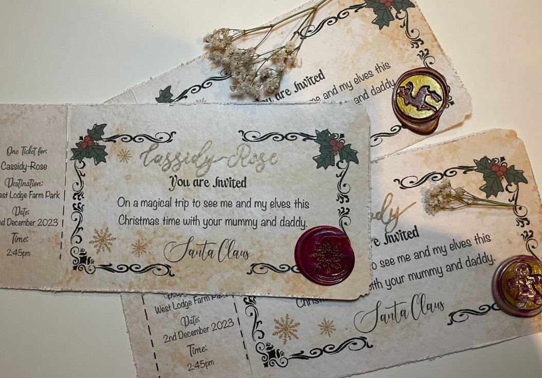 Santa Claus golden ticket, meet Santa ticket, personalised Santa, nice list-The Wild Fig &amp; Fern