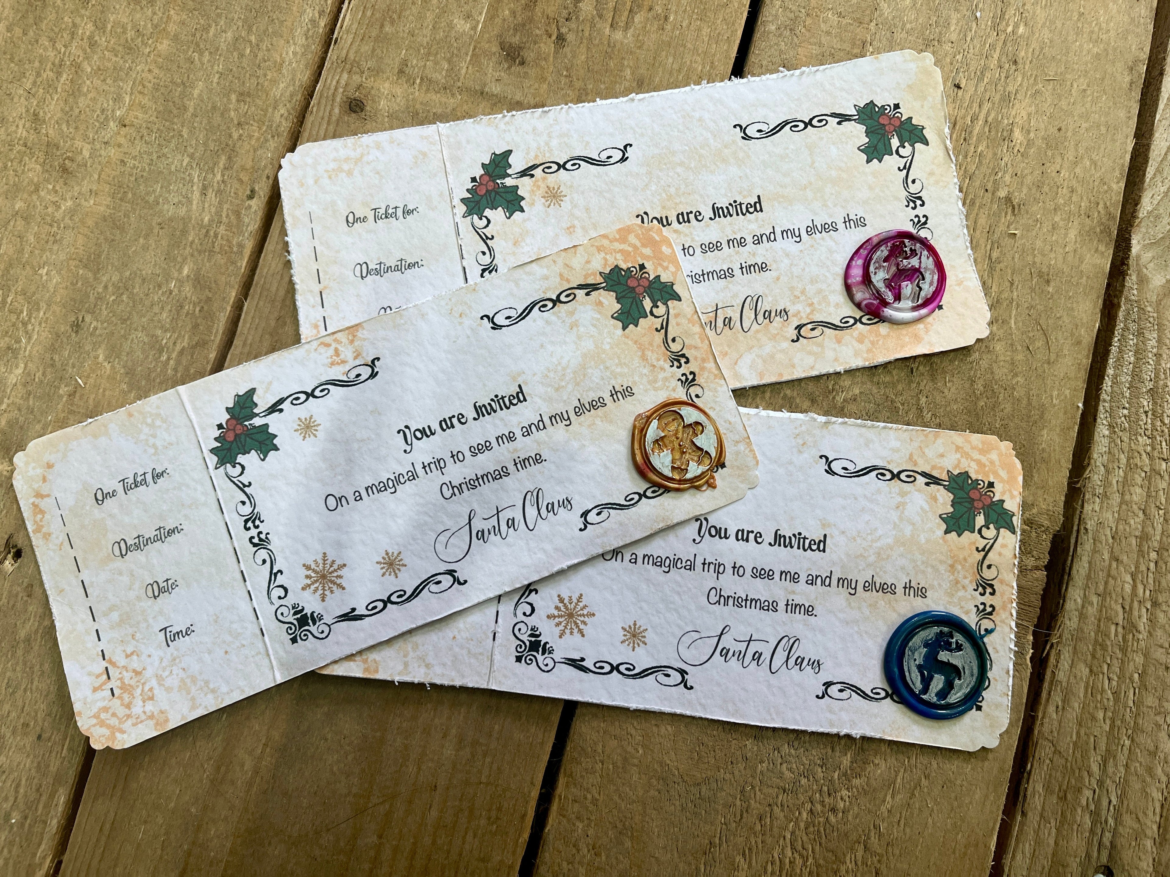 Santa Claus golden ticket, meet Santa ticket, personalised Santa, nice list-The Wild Fig &amp; Fern