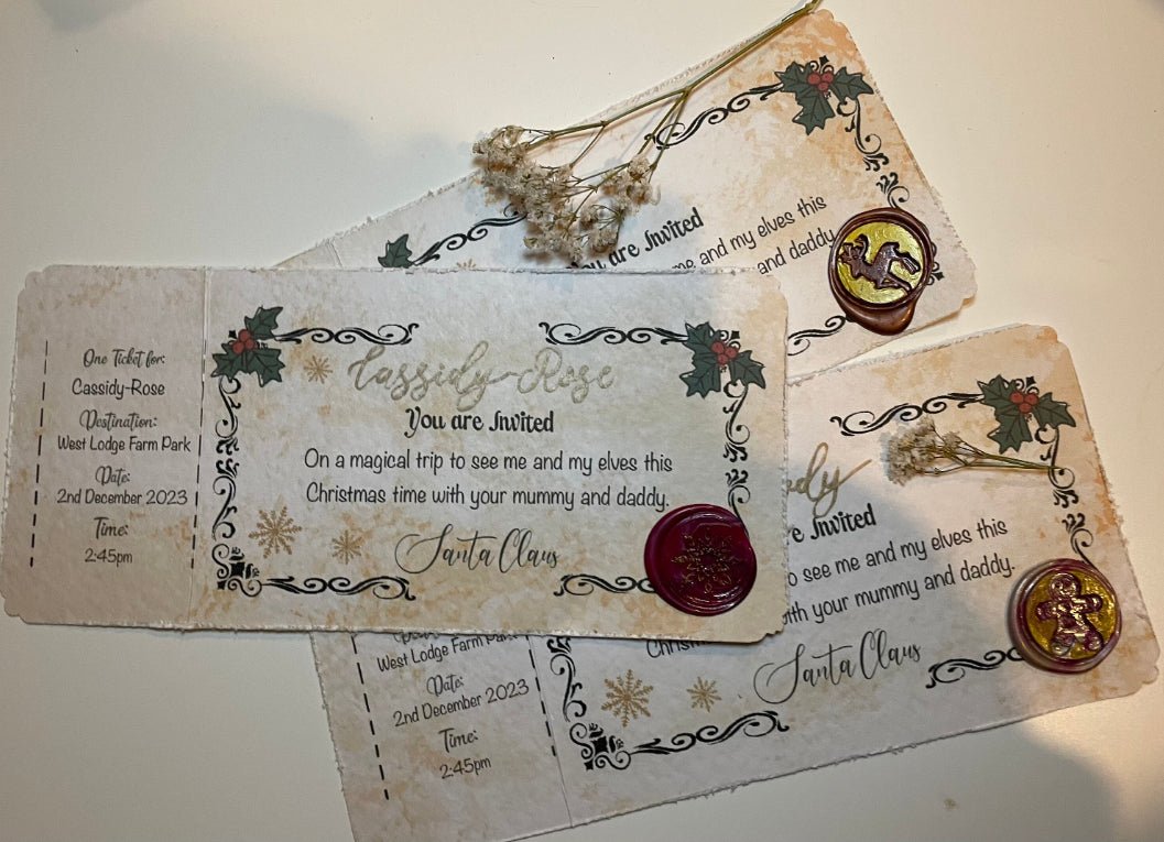 Santa Claus golden ticket, meet Santa ticket, personalised Santa, nice list-The Wild Fig &amp; Fern