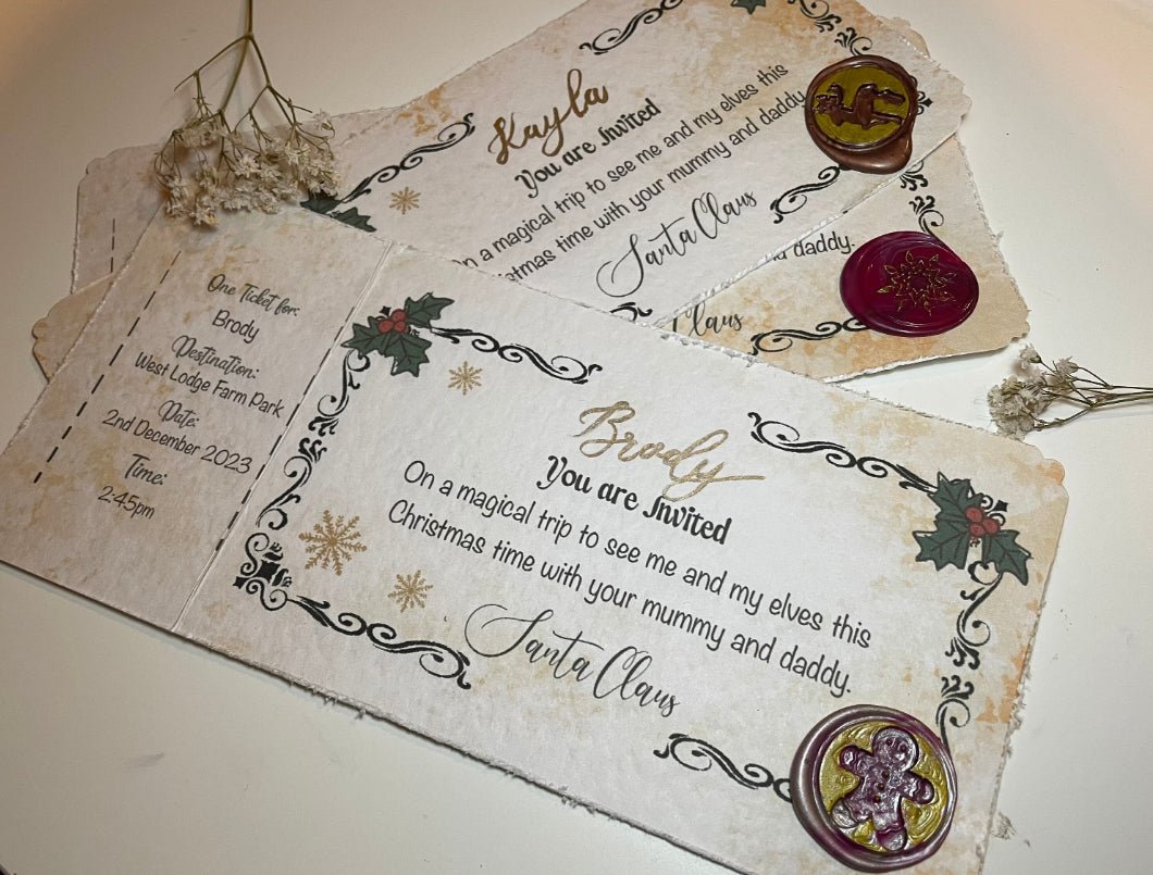 Santa Claus golden ticket, meet Santa ticket, personalised Santa, nice list-The Wild Fig &amp; Fern