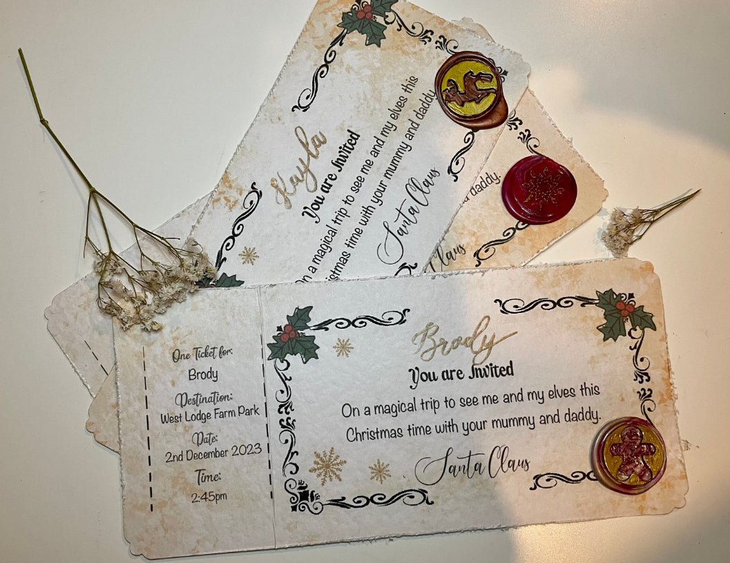 Santa Claus golden ticket, meet Santa ticket, personalised Santa, nice list-The Wild Fig &amp; Fern