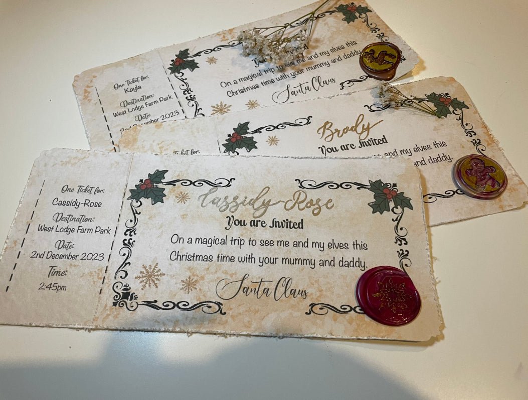Santa Claus golden ticket, meet Santa ticket, personalised Santa, nice list-The Wild Fig &amp; Fern