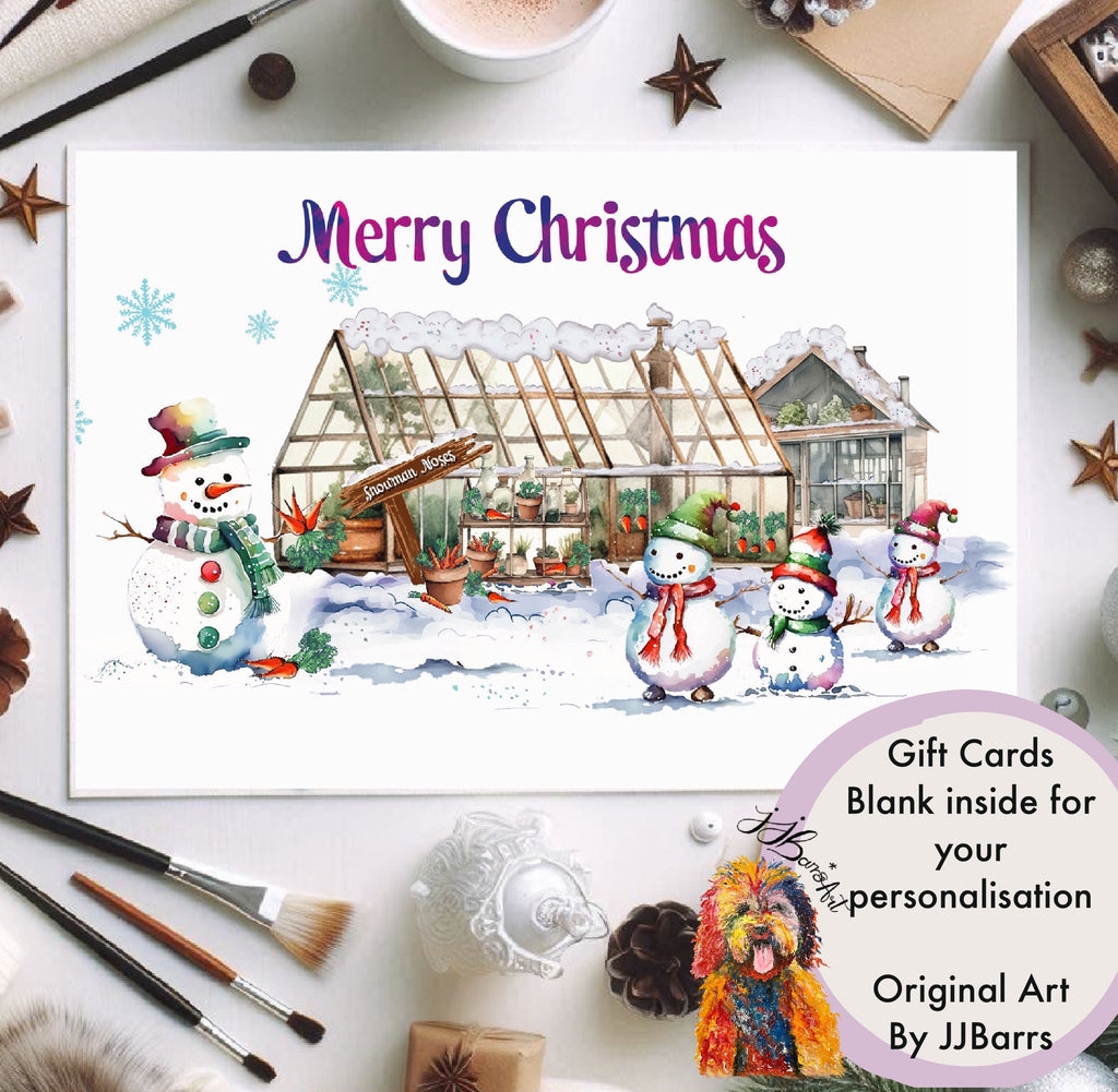 Snowman Nose Factory Greenhouse Christmas Card-The Wild Fig &amp; Fern