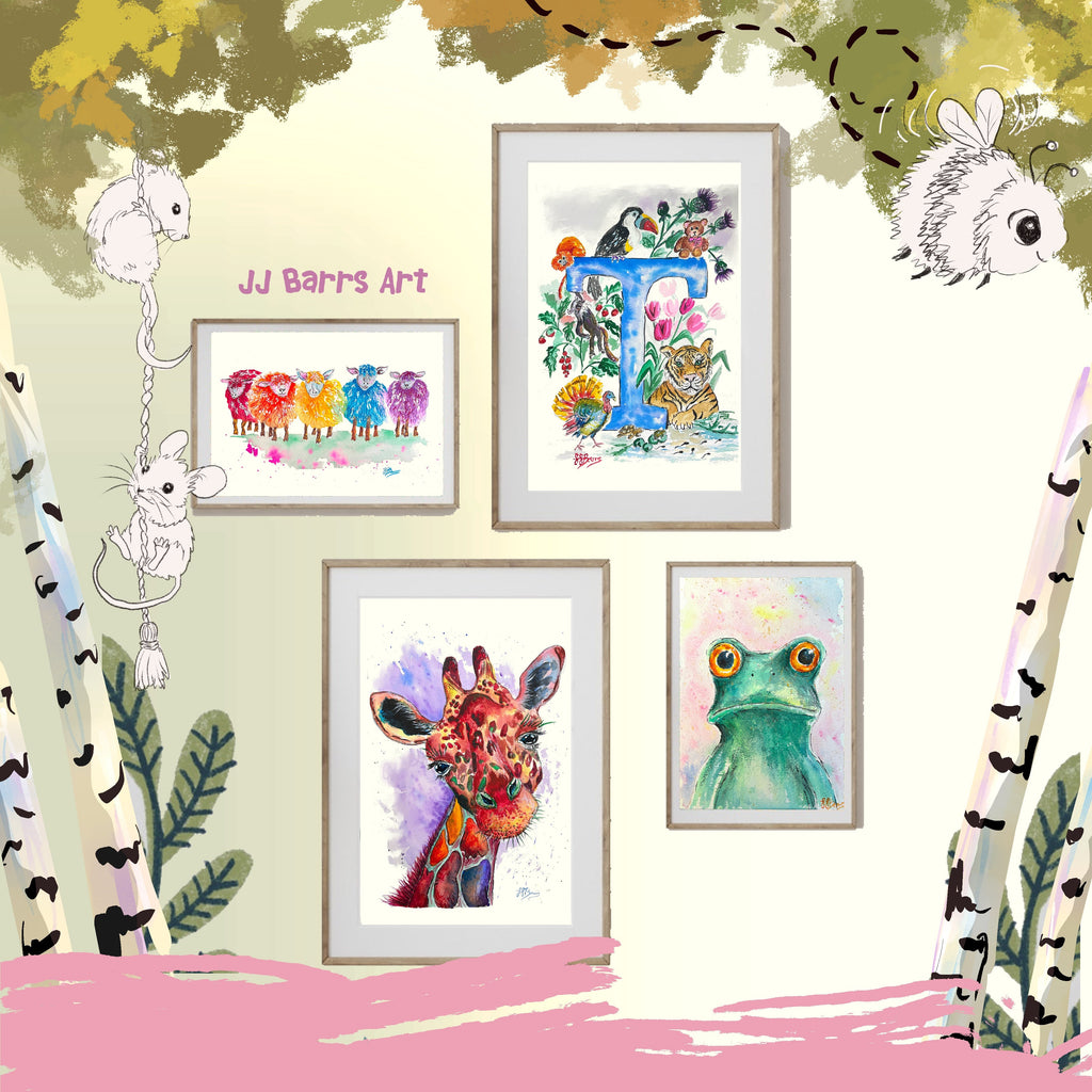 *T* A4/A3 Custom Name And Letter, Watercolour Art Print-The Wild Fig &amp; Fern