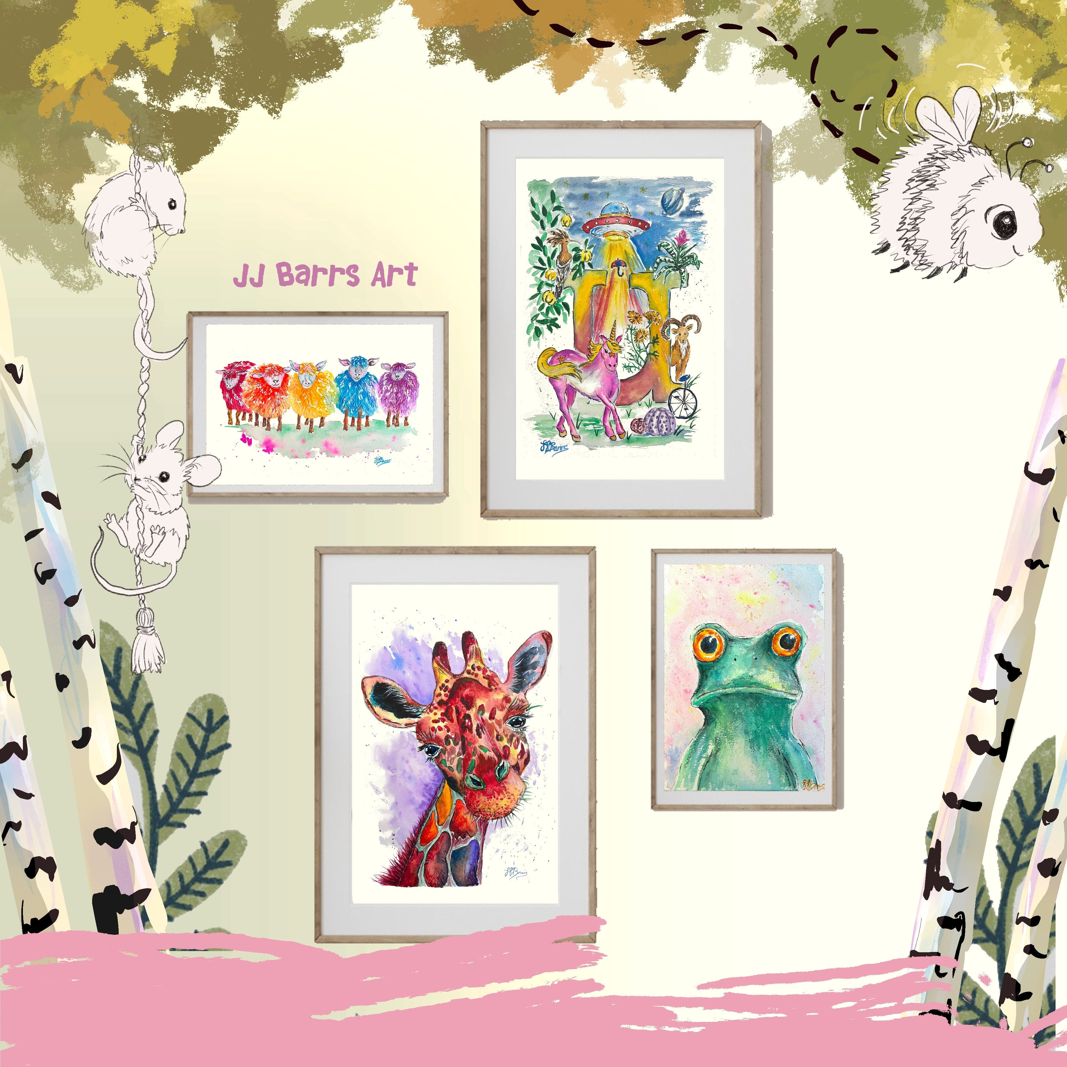 *U* A4/A3 Custom Name And Letter, Watercolour Art Print-The Wild Fig &amp; Fern