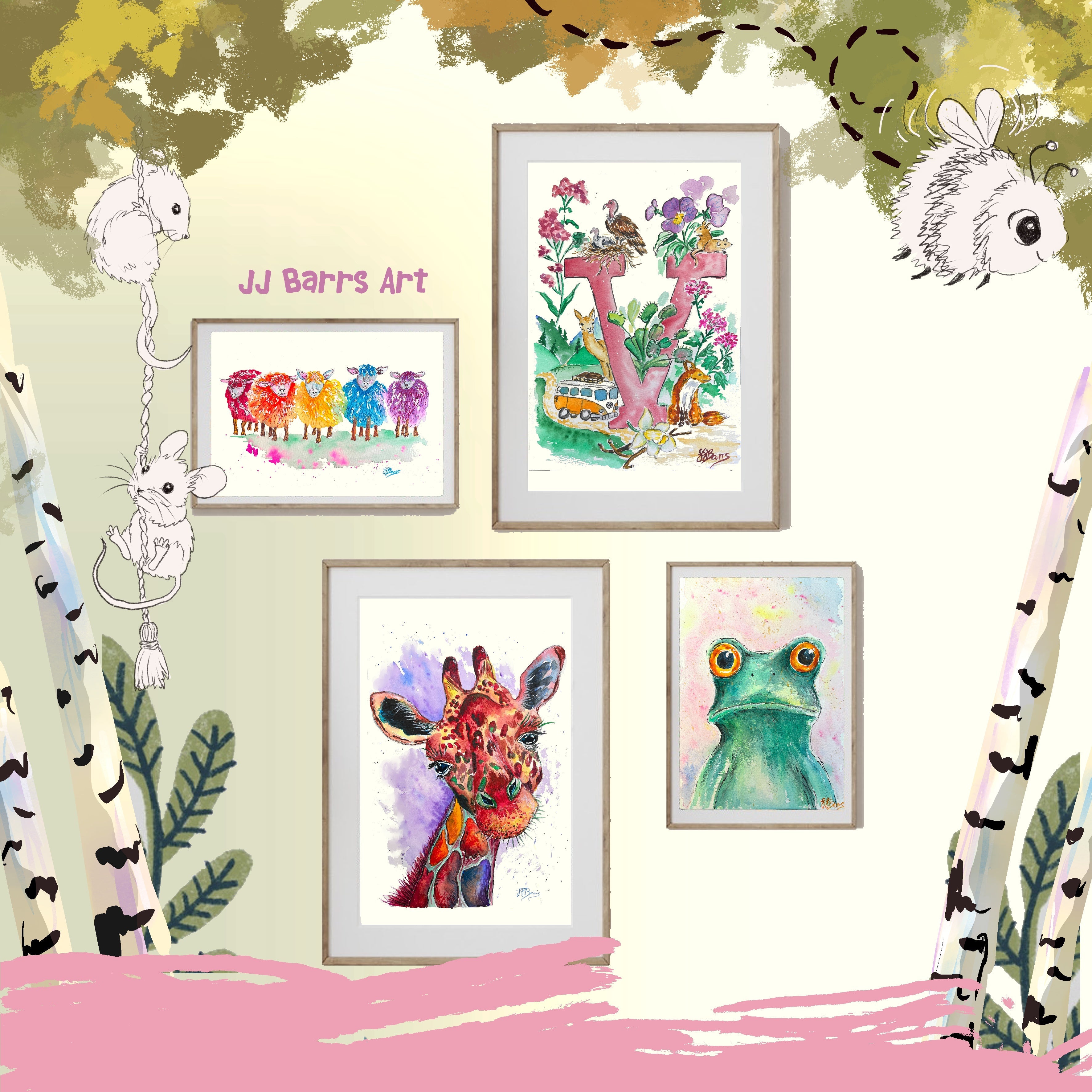*V* A4/A3 Custom Name And Letter, Watercolour Art Print-The Wild Fig &amp; Fern