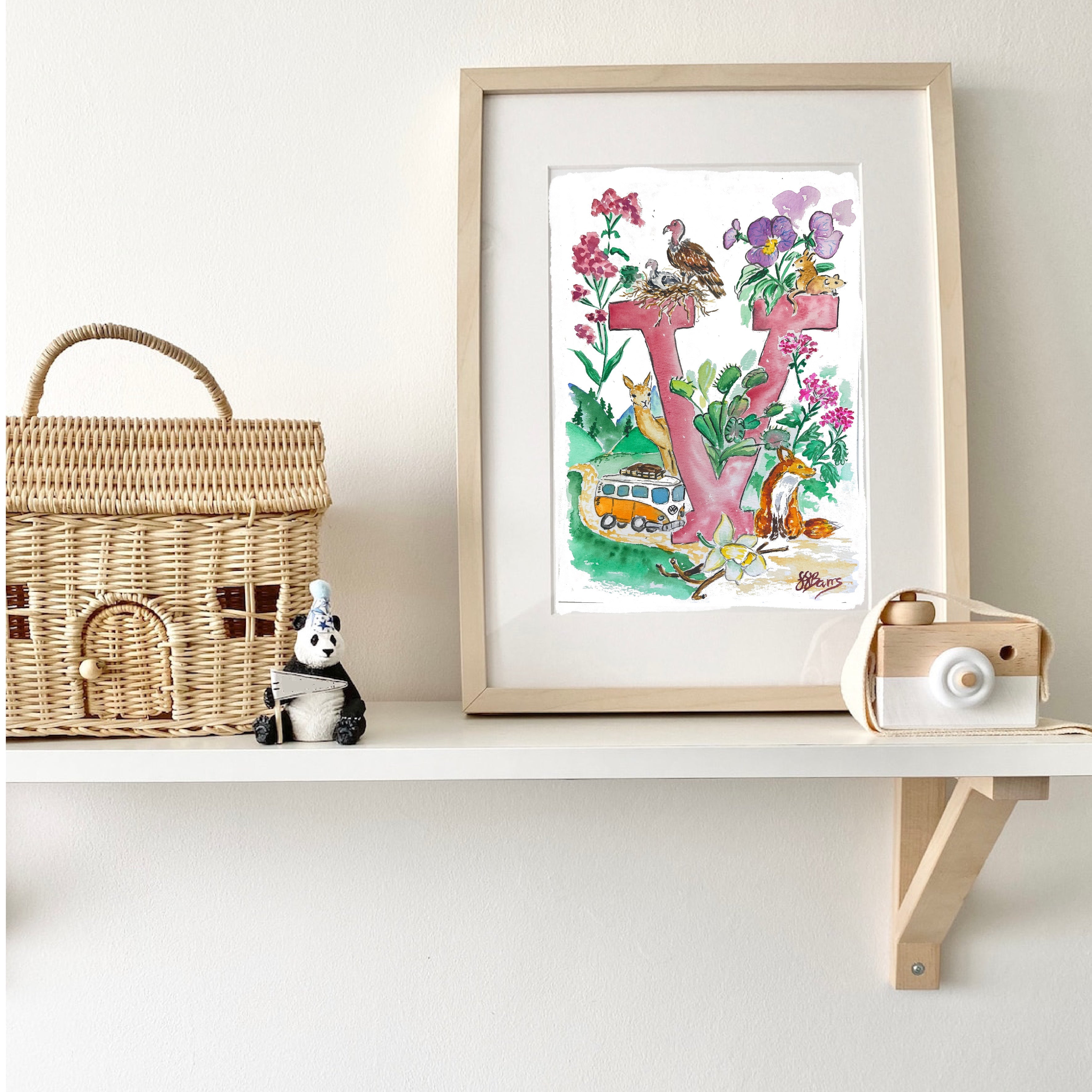 *V* A4/A3 Custom Name And Letter, Watercolour Art Print-The Wild Fig &amp; Fern