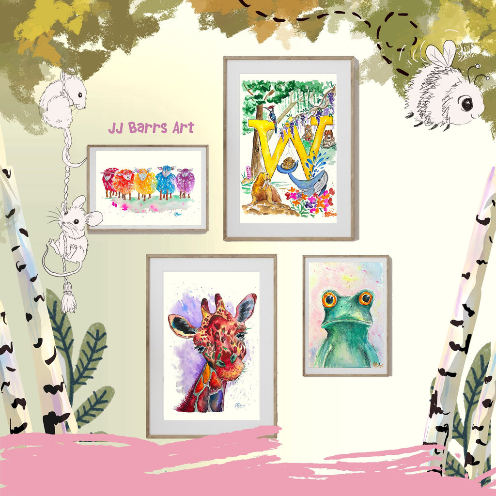 *W* A4/A3 Custom Name And Letter, Watercolour Art Print-The Wild Fig &amp; Fern