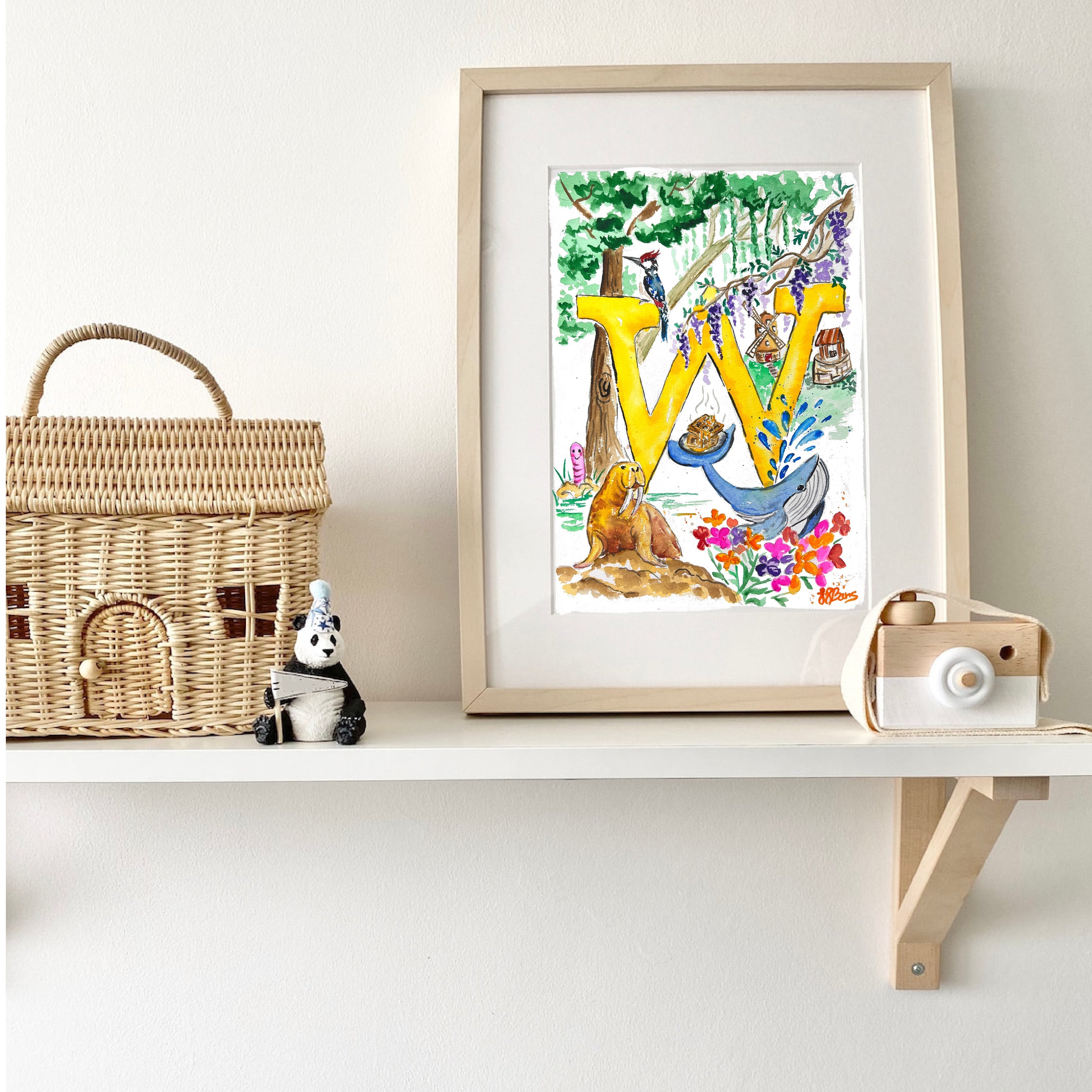 *W* A4/A3 Custom Name And Letter, Watercolour Art Print-The Wild Fig &amp; Fern