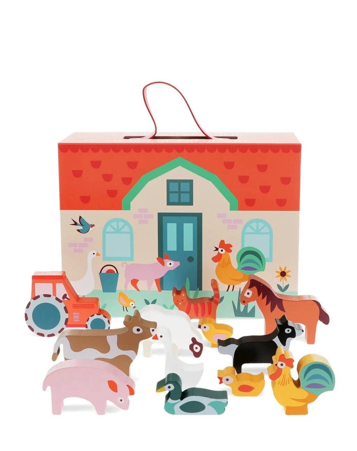 Wooden Farm Play Set In A Foldable Carry Case Box-The Wild Fig &amp; Fern