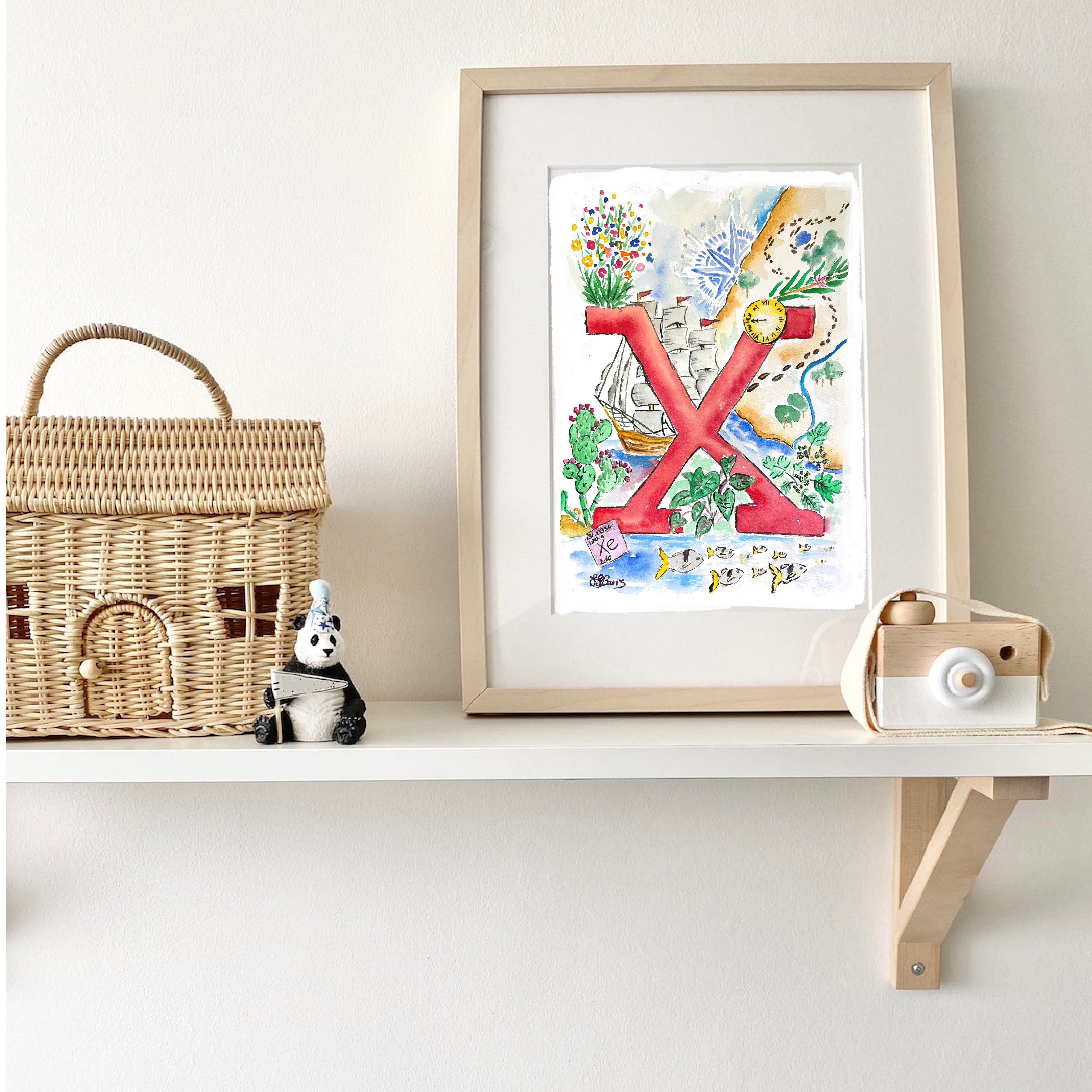 *X* A4/A3 Custom Name And Letter, Watercolour Art Print-The Wild Fig &amp; Fern