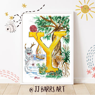 *Y* A4/A3 Custom Name And Letter, Watercolour Art Print - The Wild Fig & Fern Buttercups Tearoom, JJ Barrs Art, Colourful Art, Gift Ideas, Market Harborough, Places to visit Leicestershire, Child Friendly, crafts, handmade, *Y* A4/A3 Custom Name And Letter, Watercolour Art Print