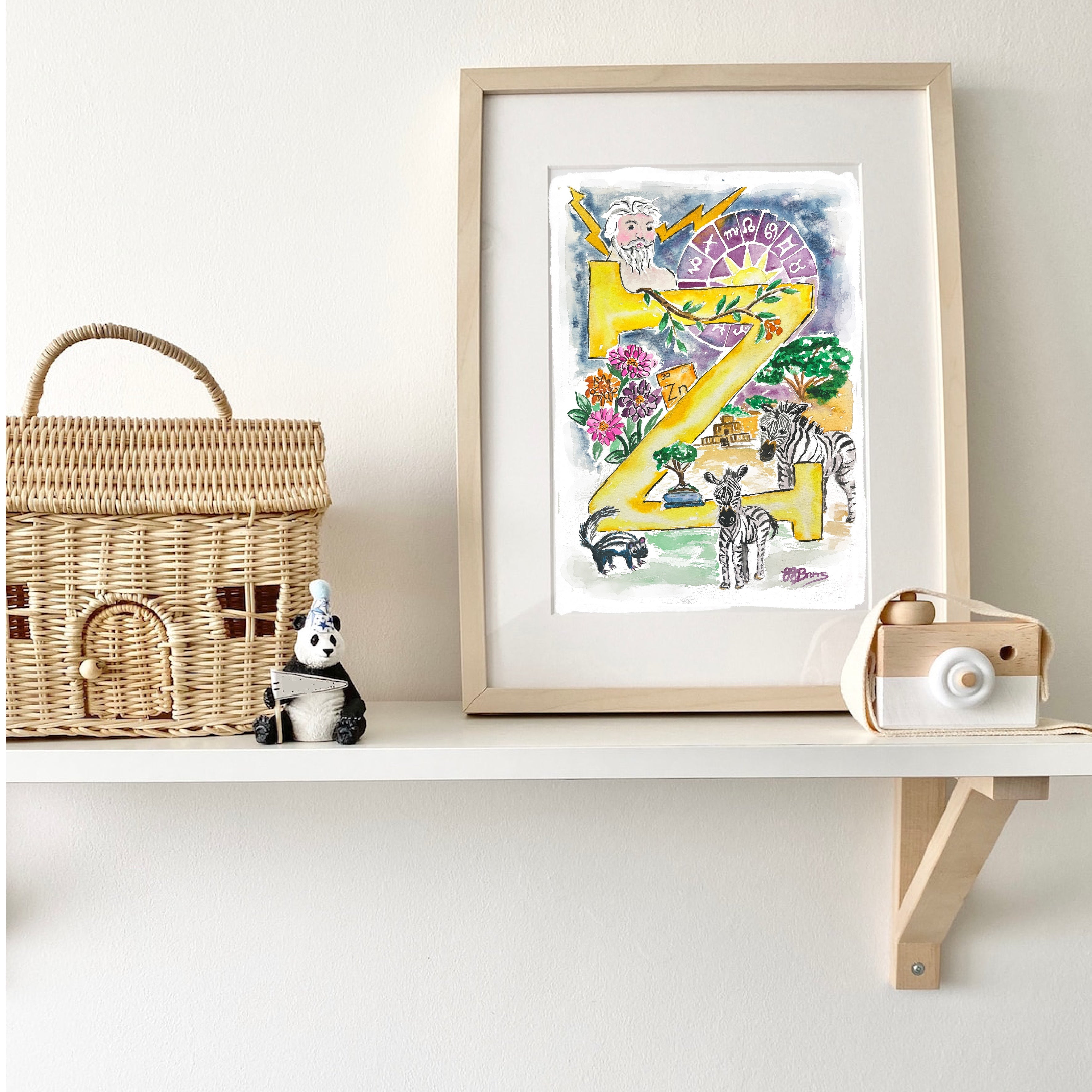 *Z* A4/A3 Custom Name And Letter, Watercolour Art Print-The Wild Fig &amp; Fern