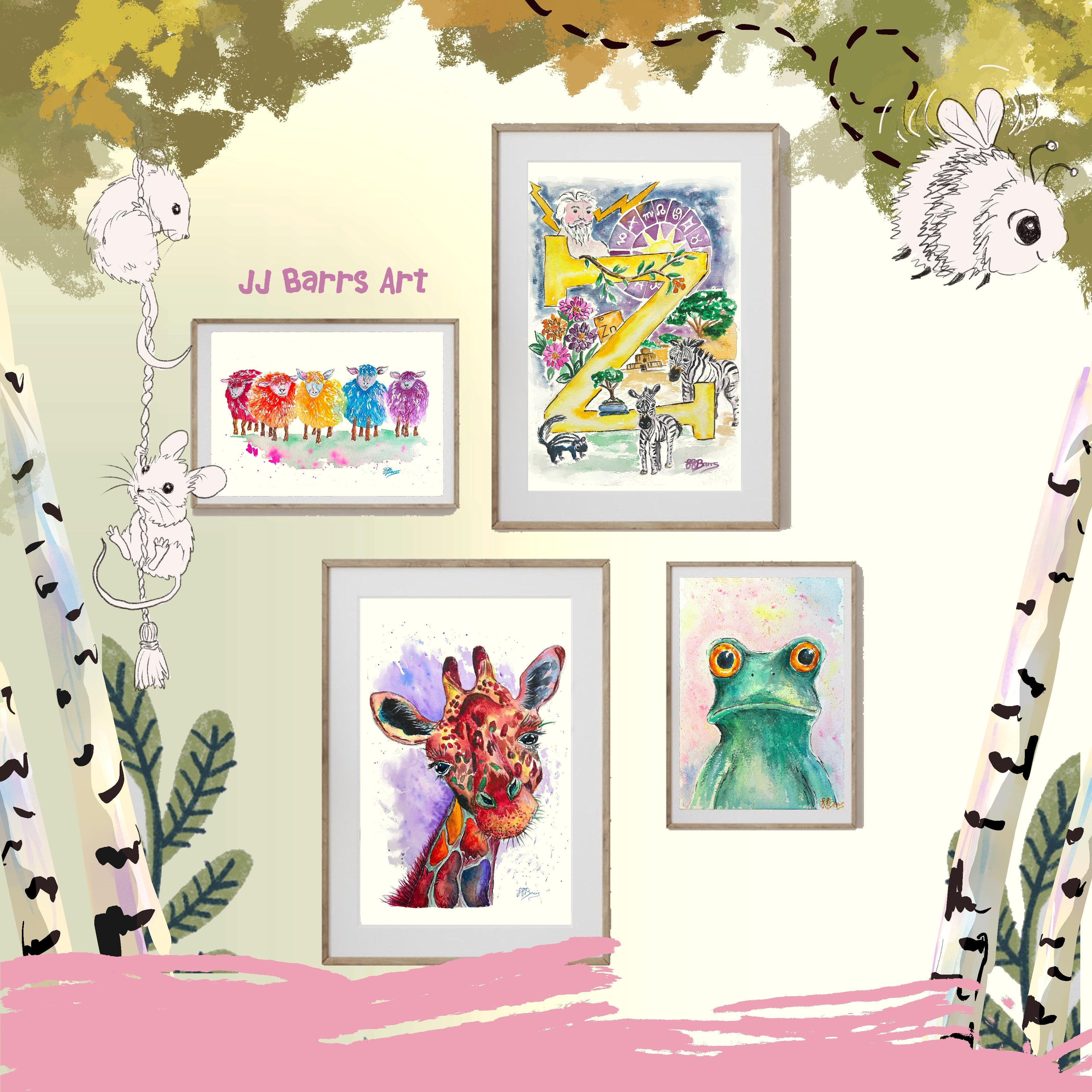 *Z* A4/A3 Custom Name And Letter, Watercolour Art Print-The Wild Fig &amp; Fern